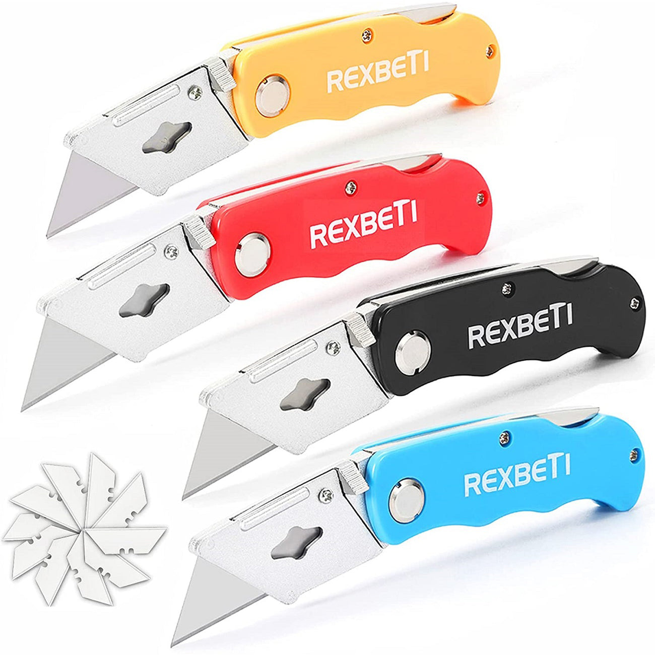 REXBETI 4-Pack Folding Utility Knife Quick-change SK5 Box Cutter