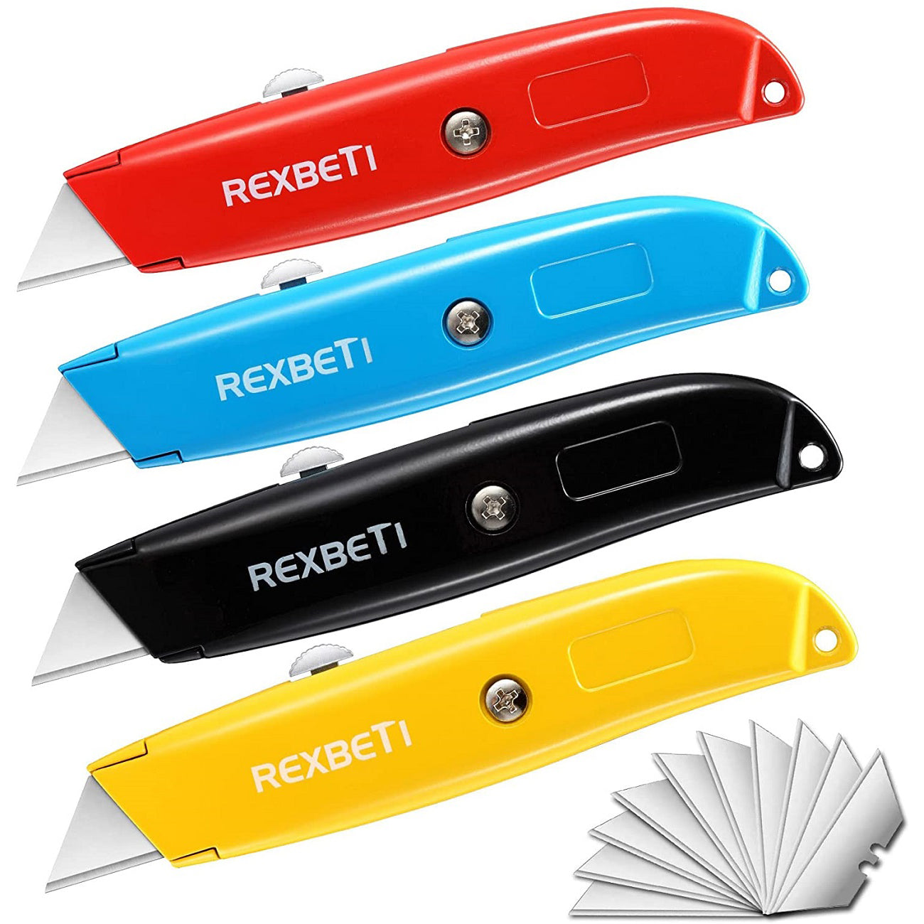 REXBETI 12-Pack Utility Knife, Retractable Box Cutter for Cartons,  Cardboard and Boxes, 18mm Wider Razor Sharp Blade, Smooth Mechanism,  Perfect for