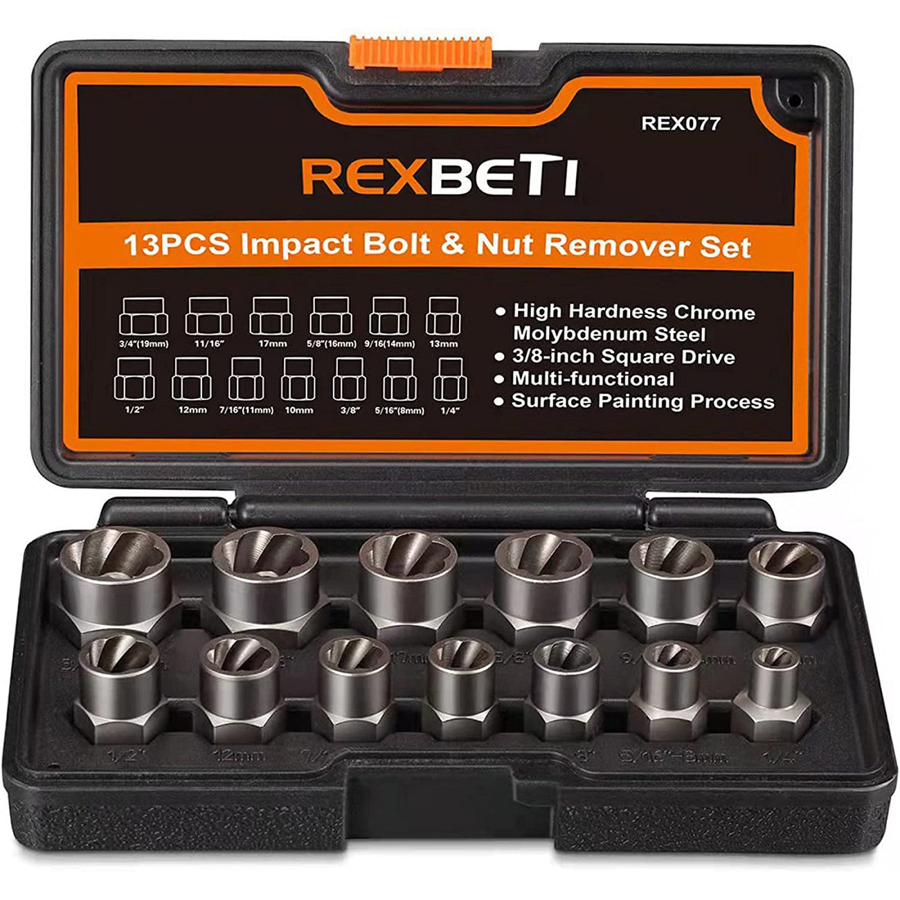 REXBETI 26-Piece Bolt Extractor Screw Extractor Set