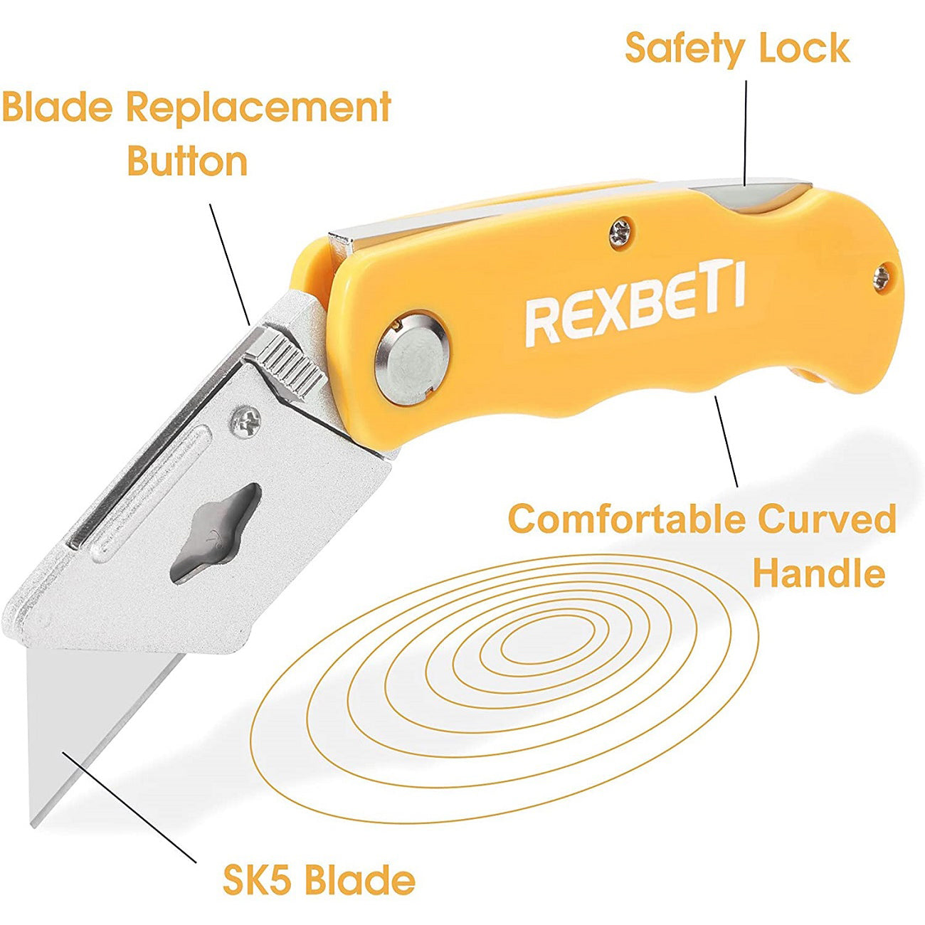 REXBETI 2-Pack Folding Utility Knife Heavy Duty Retractable Box Cutter