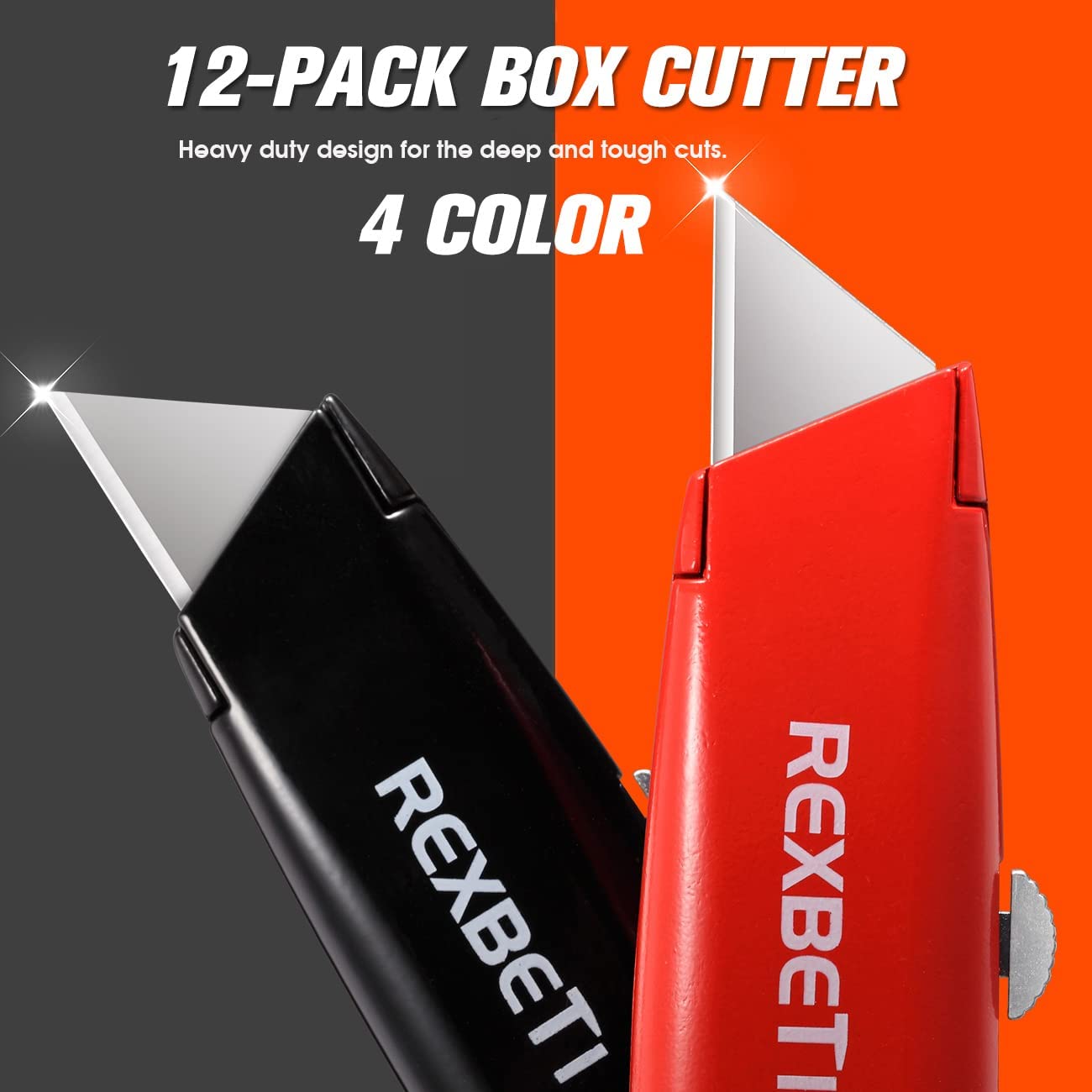 REXBETI Box Cutter, Retractable Cardboard Cutter –