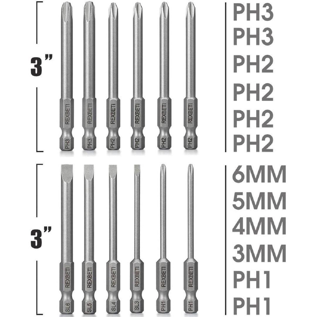 REXBETI Slotted Phillips Screwdriver Bit Set
