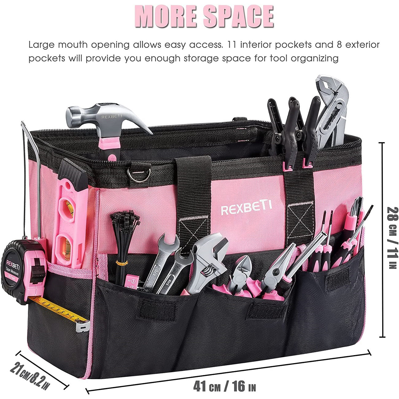 REXBETI 219-Piece Pink Tool Set, Ladies Hand Tool Set with 16 inch Too