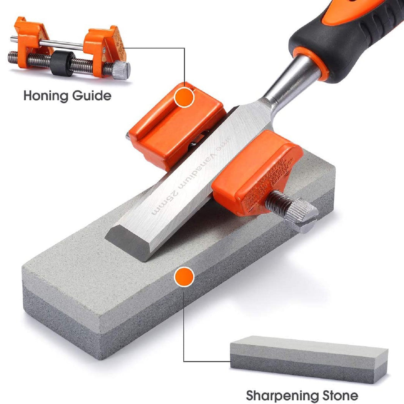 VonHaus 10 pc Premium Chisel Set for Woodworking with Honing Guide